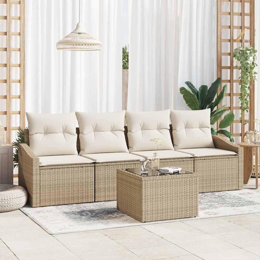 Garten-Sofa-Set 5 pcs Beige und Creme 55 x 55 x 37 cm
